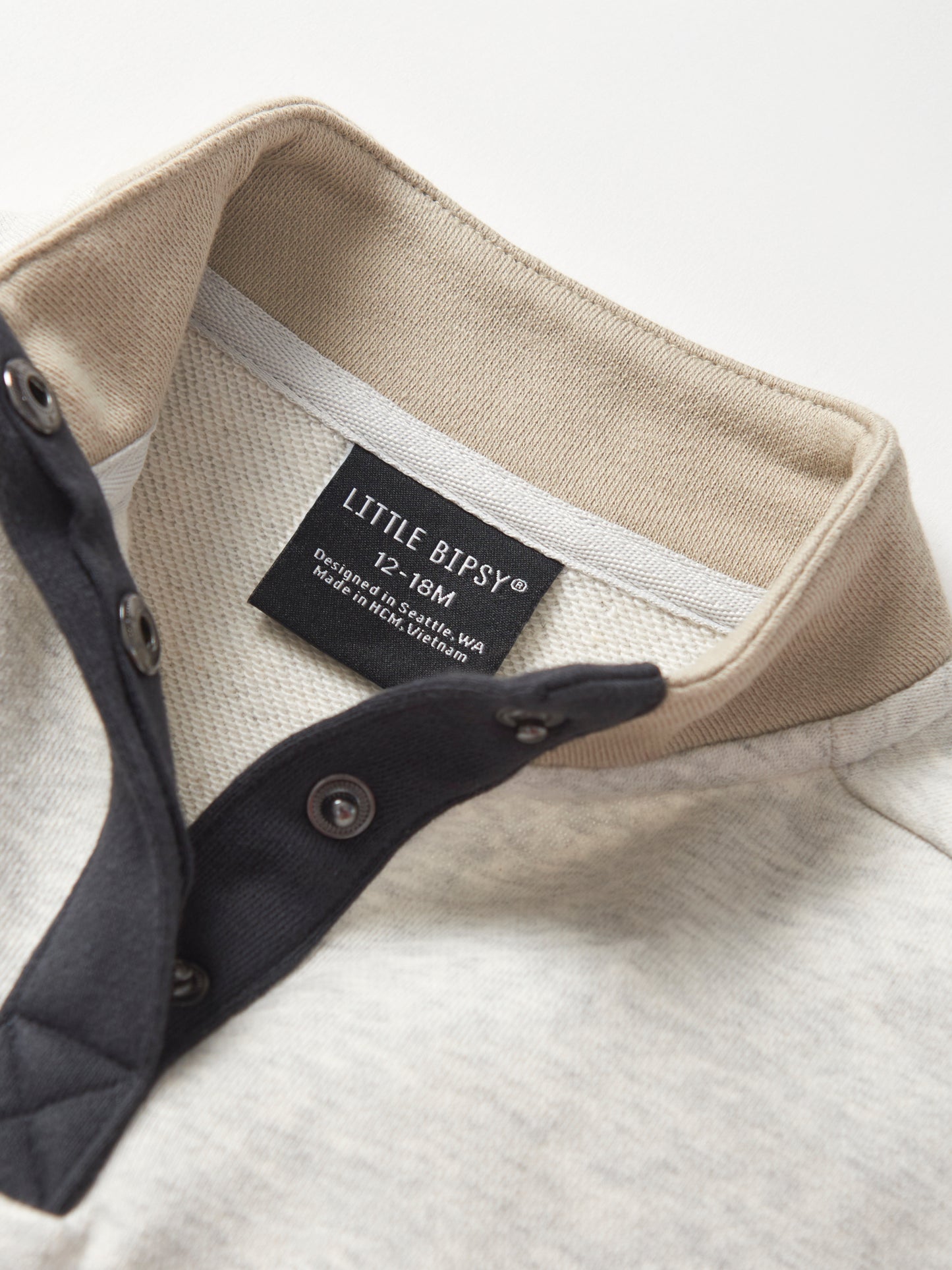 Little Bipsy Colorblock Mockneck Pullover || Stone Grey