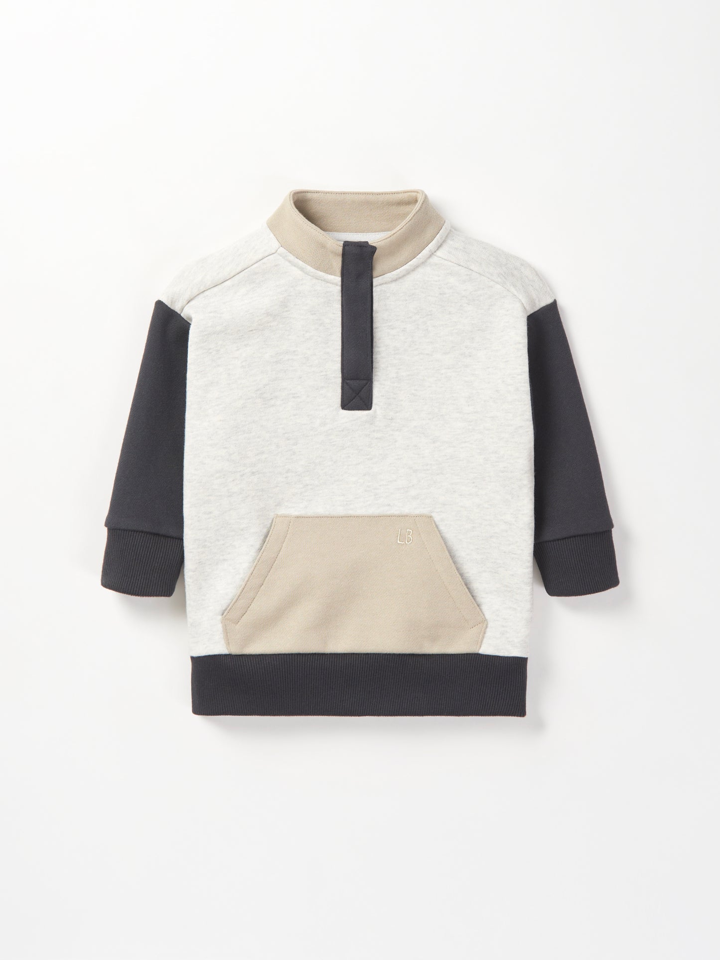 Little Bipsy Colorblock Mockneck Pullover || Stone Grey