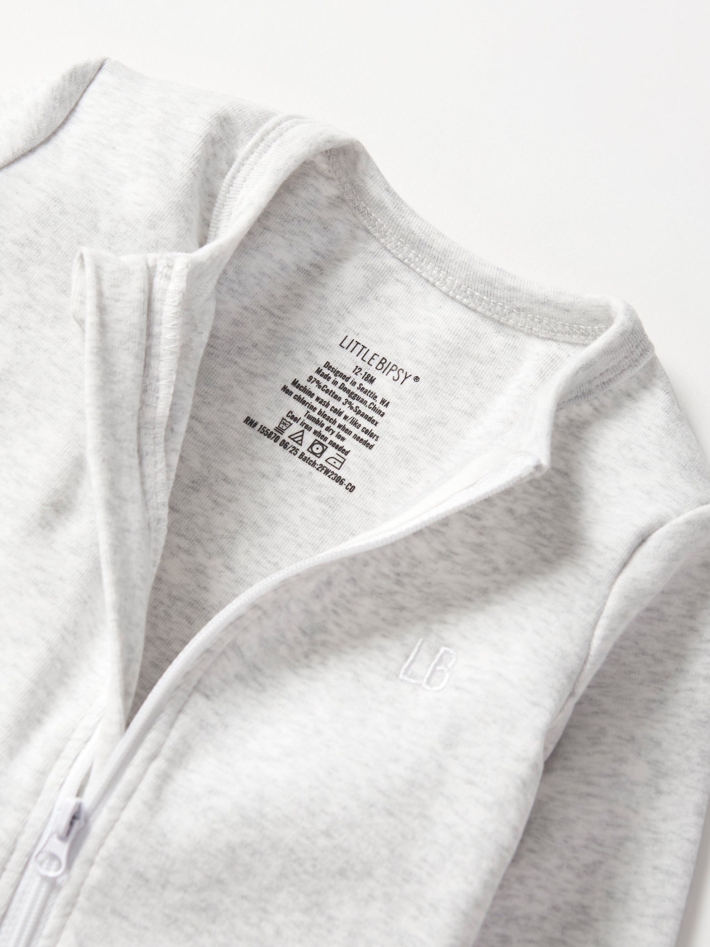 Little Bipsy 2-Way Zip Romper || Heather Grey