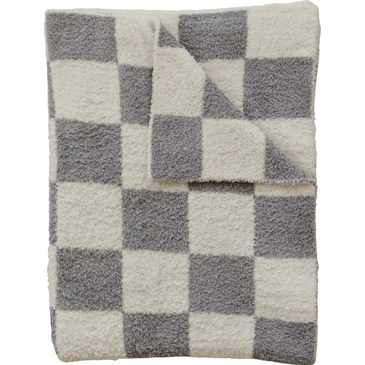 Mebie Baby Plush Baby Blanket || Grey Checkered