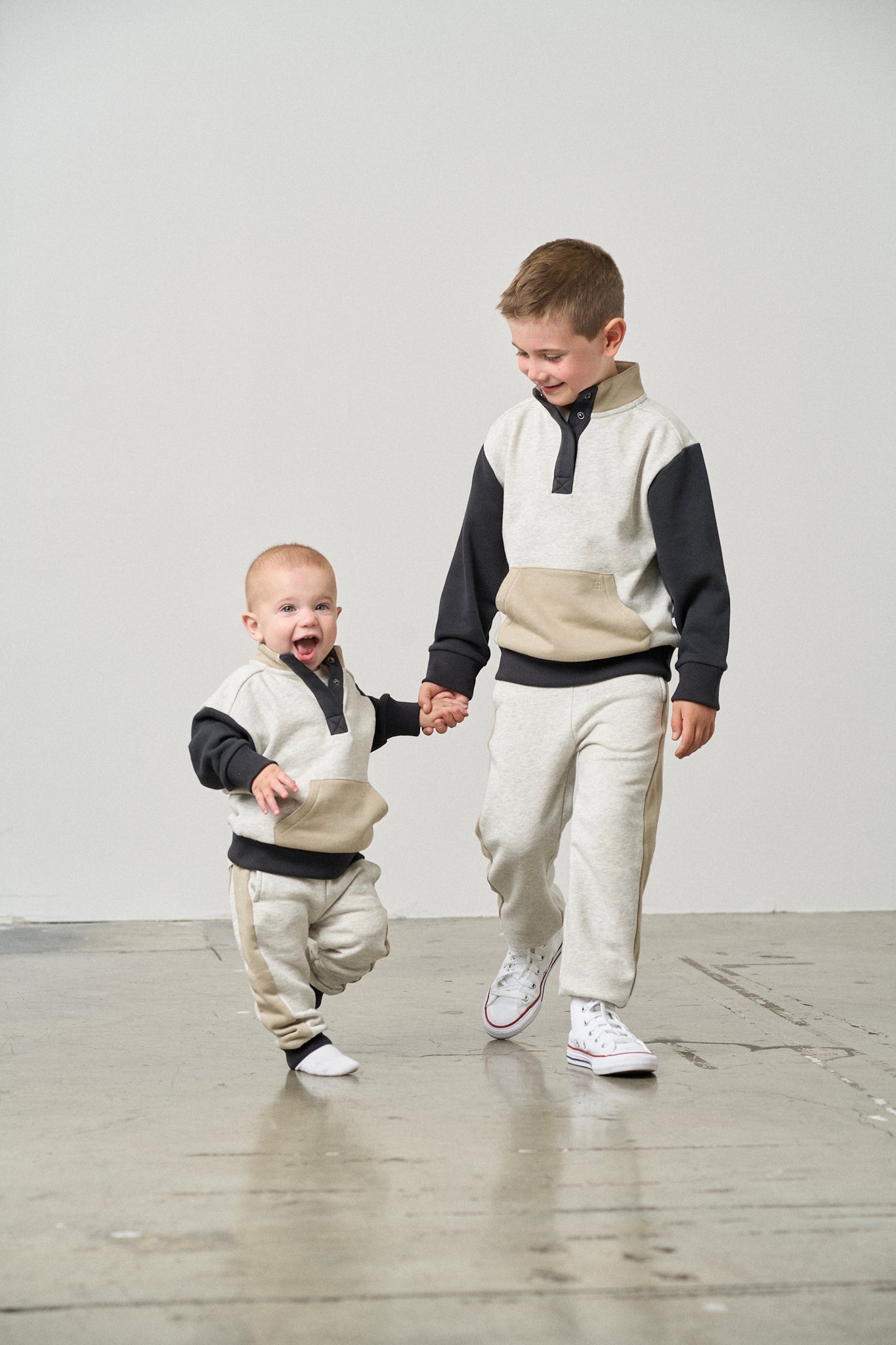 Little Bipsy Side Stripe Jogger || Stone Grey