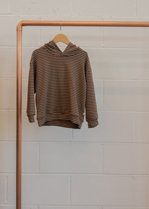 Terry Relaxed Hoodie || Mocha Stripe