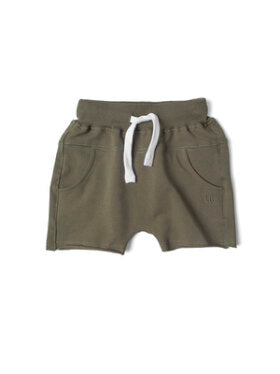 Raw Edge Harem Short || Taupe, Moss and Charcoal