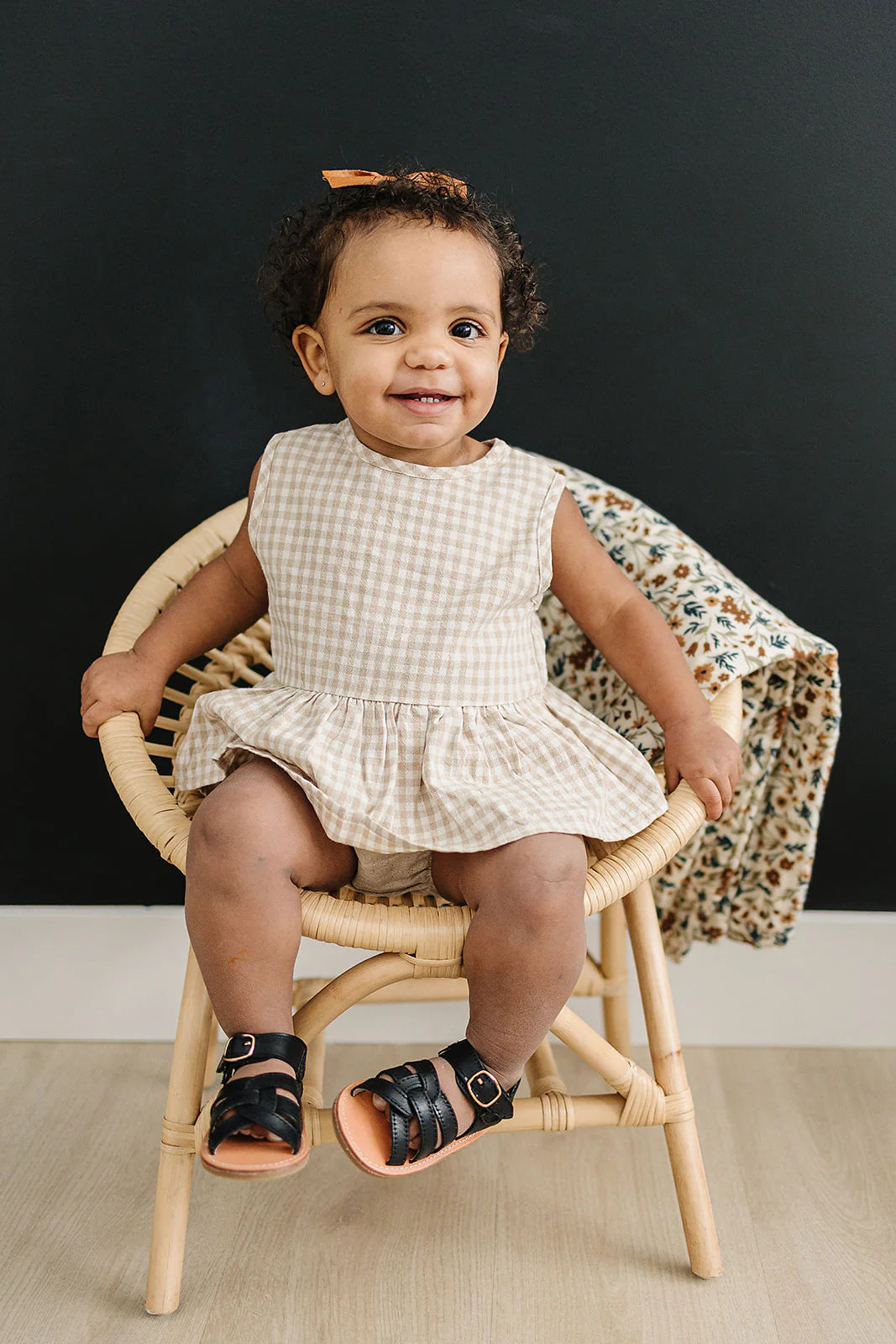Mebie Baby Oatmeal Gingham Peplum Set