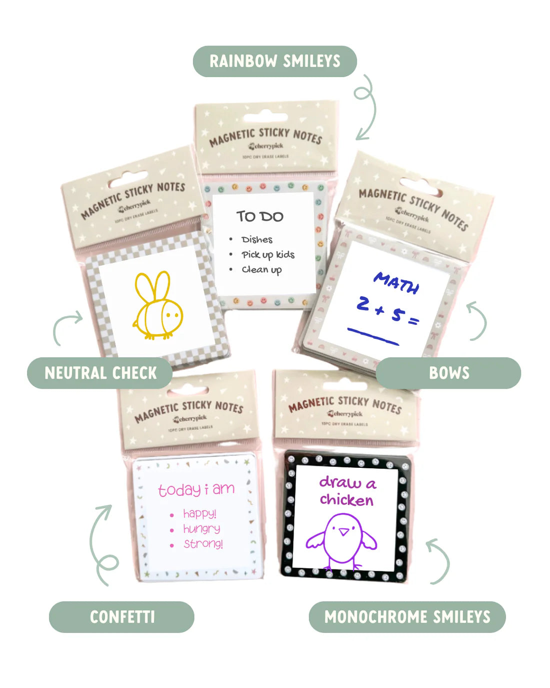 Cherry Pick Magnetic Sticky Notes (10 pc dry erase labels)
