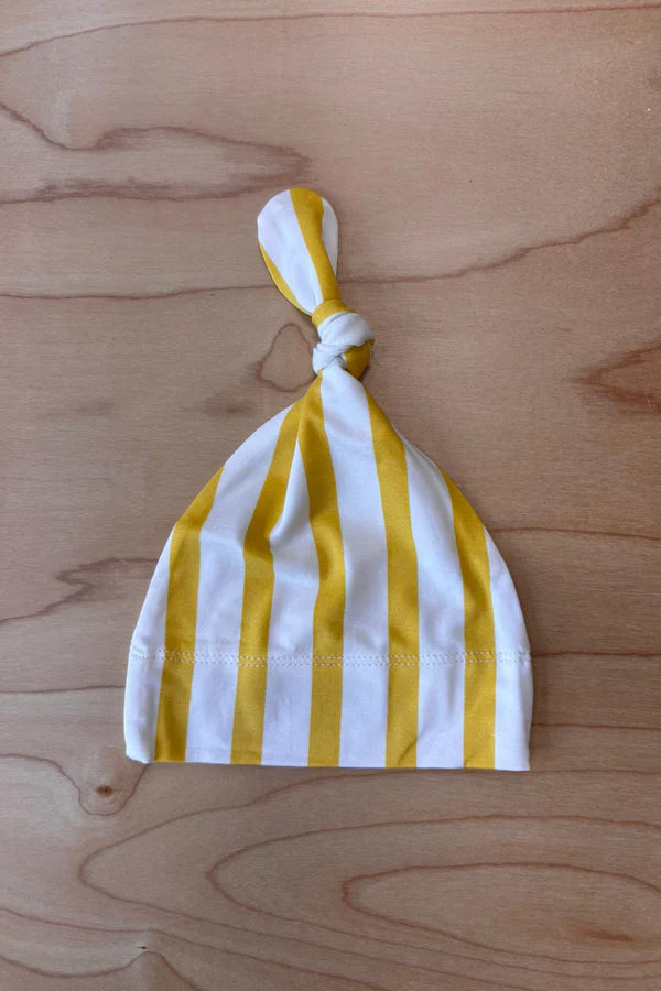 Bambi & Birdie Knotted Hat || Yellow Stripe