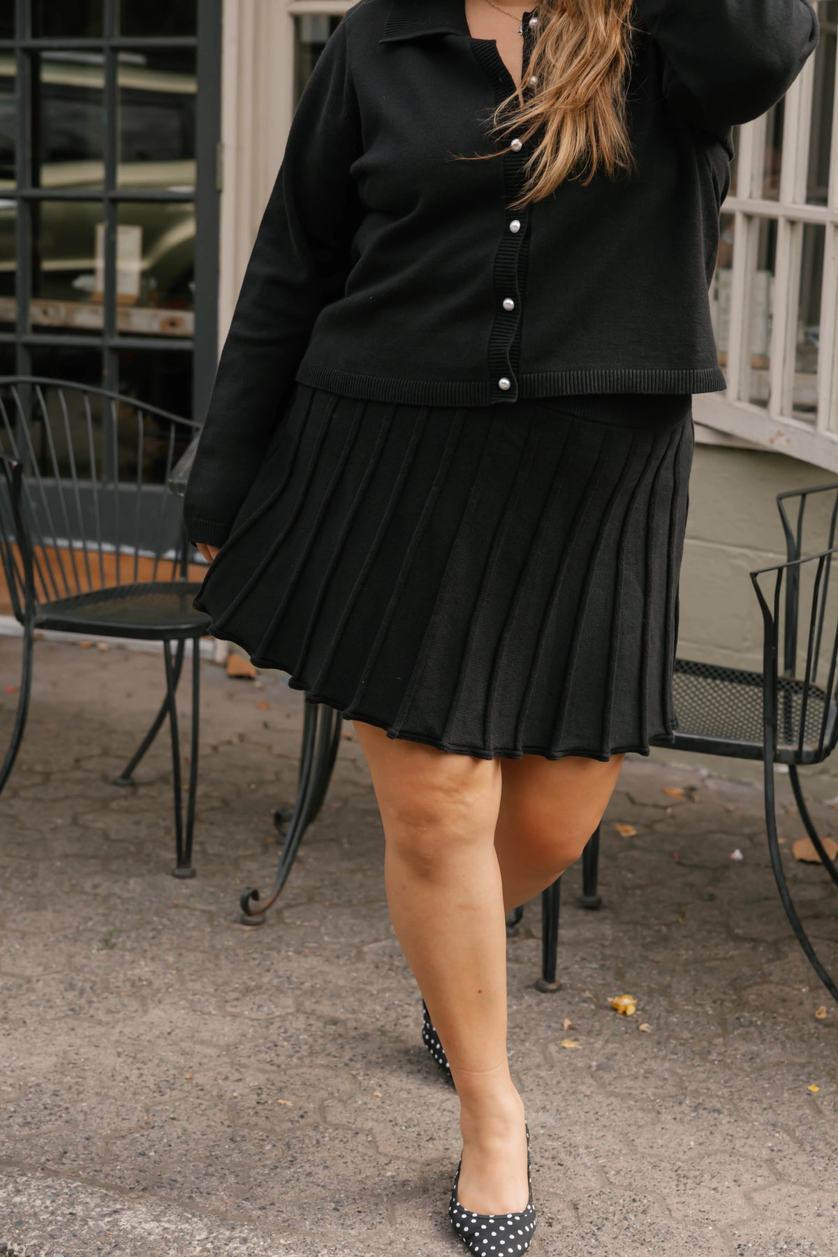 Smash + Tess Pleated Knit Mini Skirt || Black