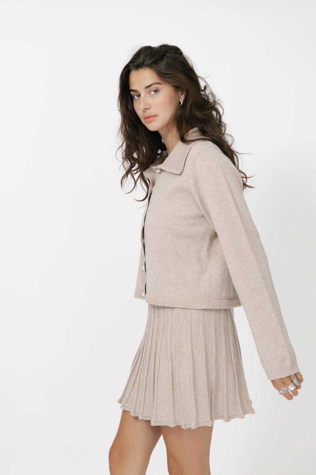 Smash + Tess Collared Cardigan || Dark Oatmeal