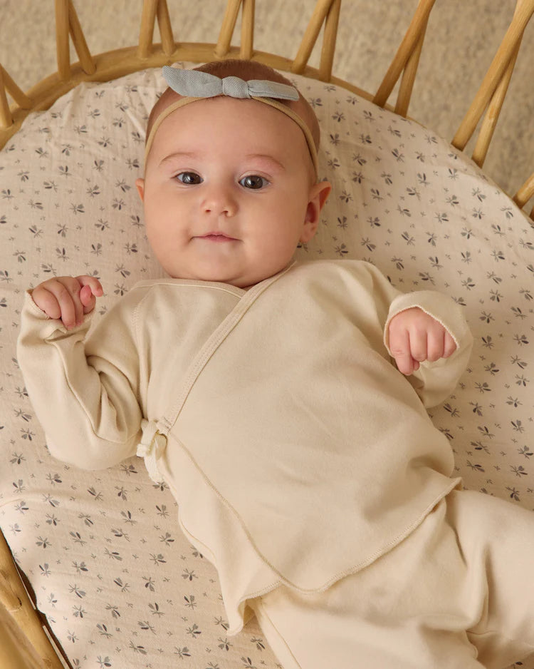 Quincy Mae Wrap Top + Footed Pant Set || Natural