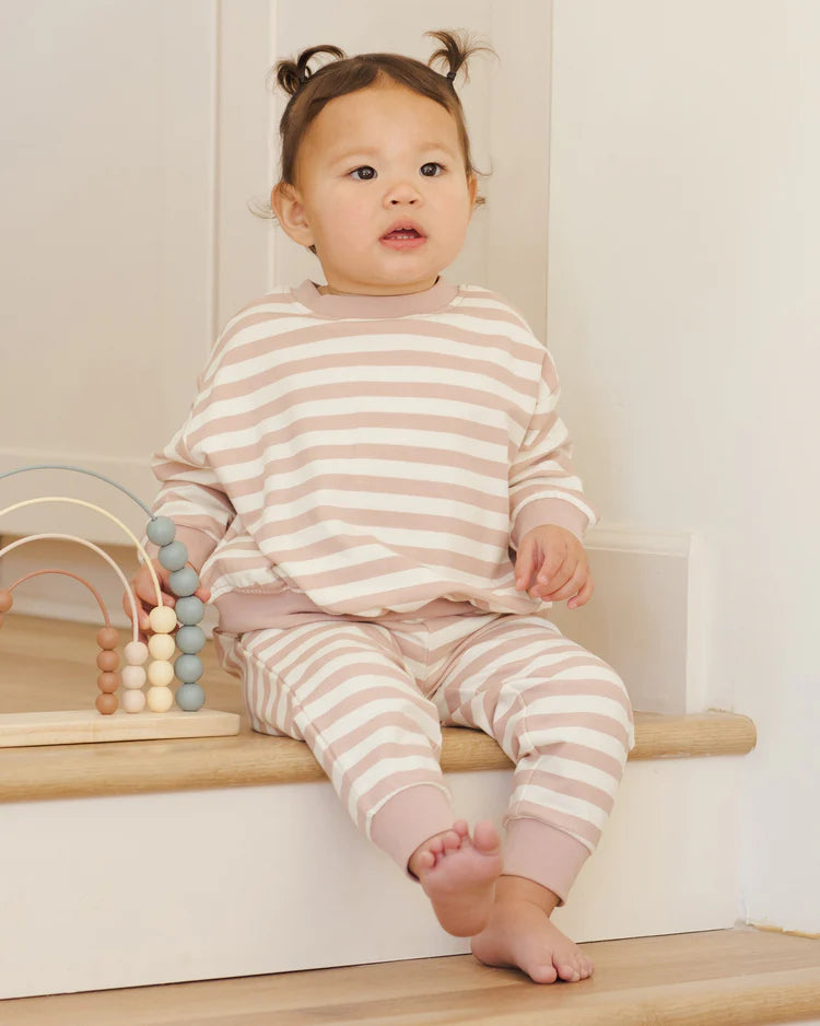 Quincy Mae Relaxed Sweatshirt || Pink Stripe