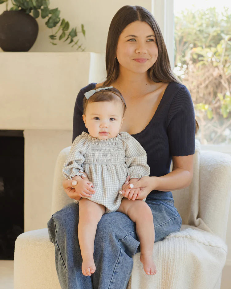 Quincy Mae Eden Romper || Blue Gingham