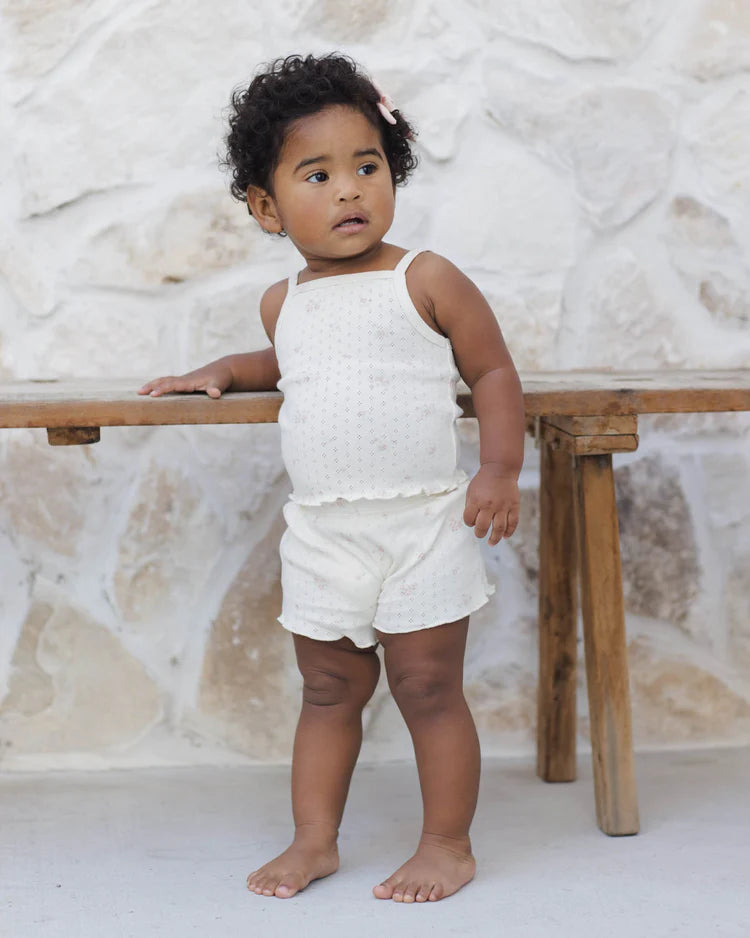 Quincy Mae Pointelle Tank + Shortie Set || Pink Ditsy