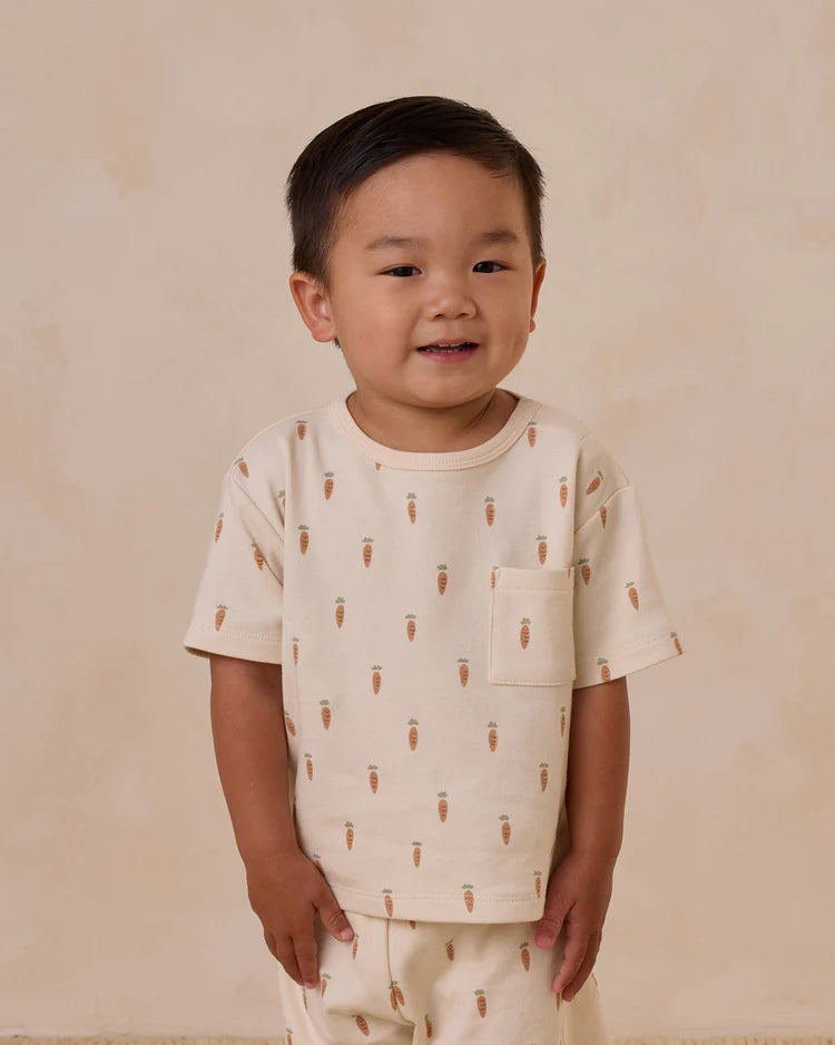 Quincy Mae Boxy Pocket Tee + Short Set || Carrots