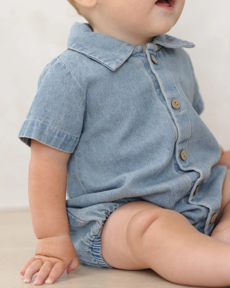 Quincy Mae Matteo Romper || Lightweight Denim