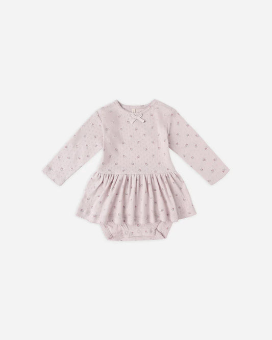 Quincy Mae Pointelle Skirted Bodysuit || Lilac Ditsy