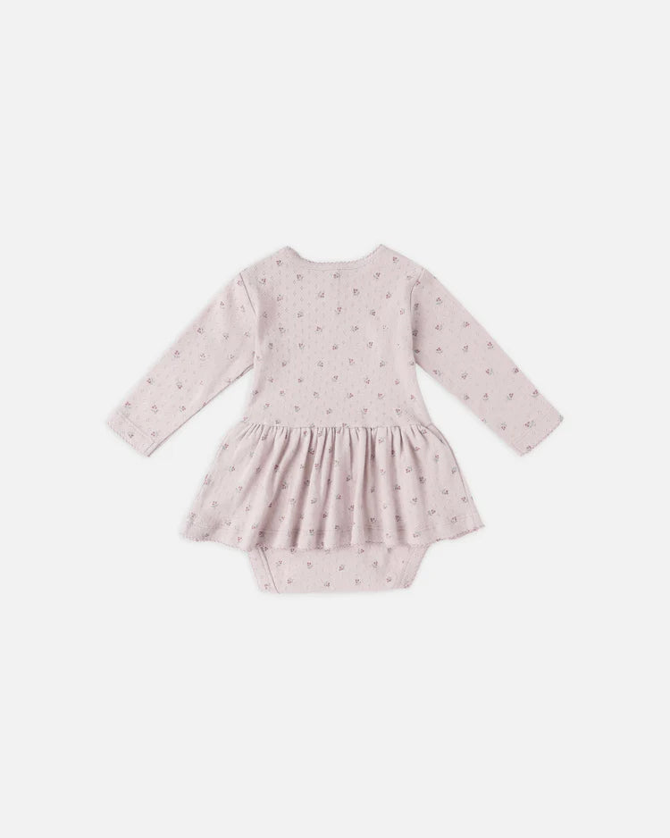 Quincy Mae Pointelle Skirted Bodysuit || Lilac Ditsy