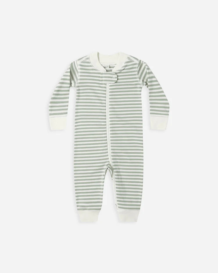 Quincy Mae Zip Long Sleeve Sleeper || Fern Stripe