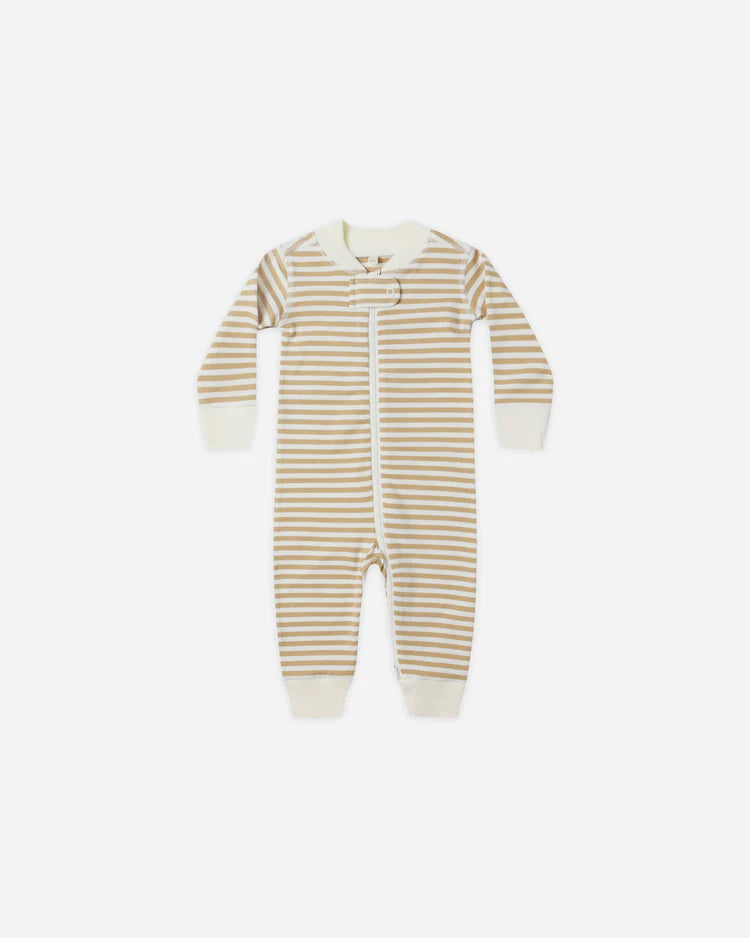 Quincy Mae Zip Long Sleeve Sleeper || Gold Stripe