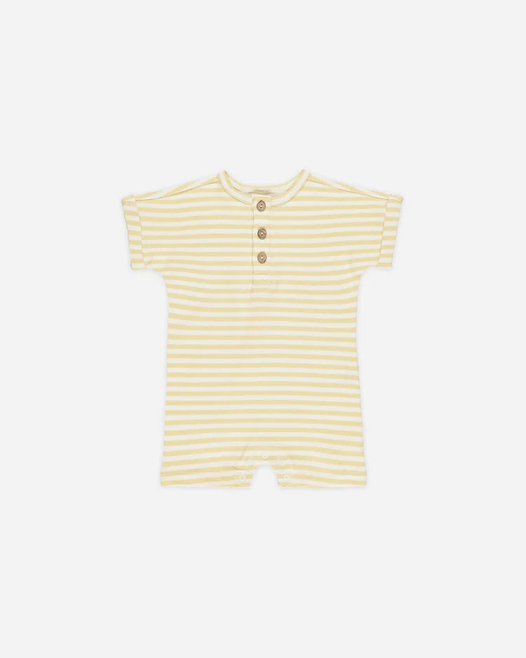 Quincy Mae Short Sleeve One-Piece || Yellow Stripe