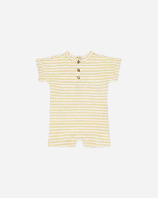 Quincy Mae Short Sleeve One-Piece || Yellow Stripe