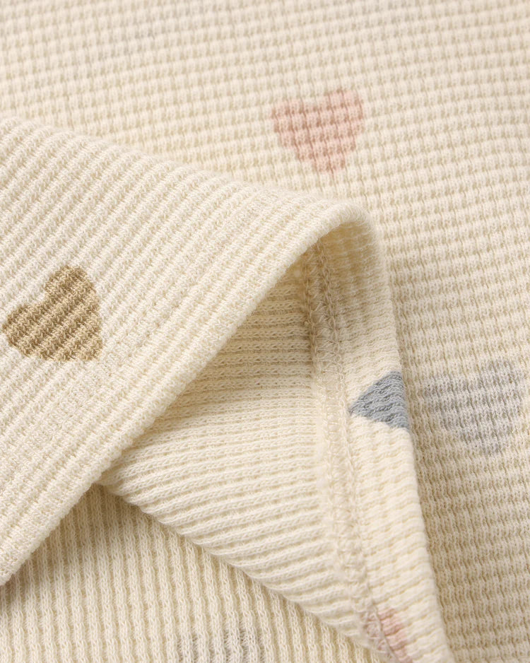 Quincy Mae Waffle Tee + Short Set || Confetti Hearts