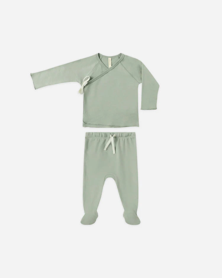 Quincy Mae Wrap Top + Footed Pant Set || Fern