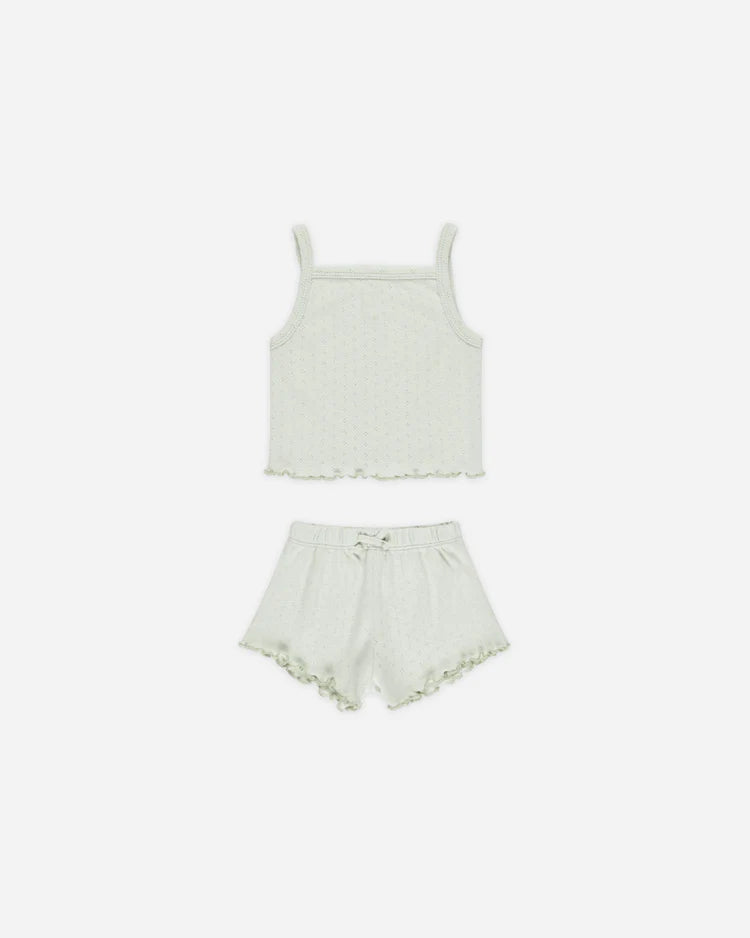 Quincy Mae Pointelle Tank + Shortie Set || Mint