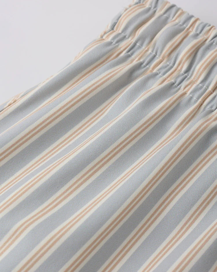 Quincy Mae Boys Swim Short || Blue + Butterscotch Stripe