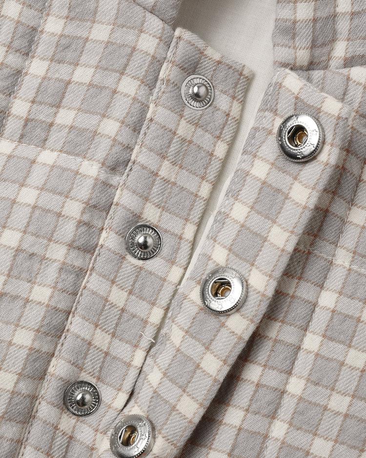 Quincy Mae Hooded Woven Jacket || Blue Gingham