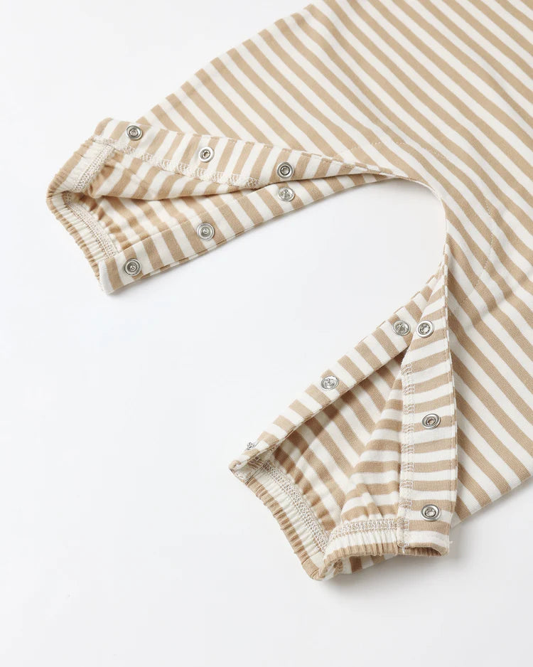 Quincy Mae Zip Long Sleeve Sleeper || Gold Stripe