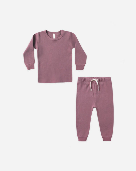 Quincy Mae Waffle Top + Pant Set || Mulberry