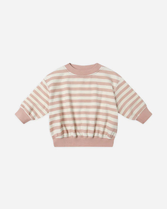Quincy Mae Relaxed Sweatshirt || Pink Stripe