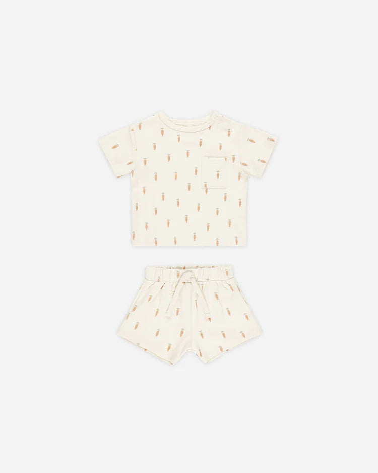 Quincy Mae Boxy Pocket Tee + Short Set || Carrots