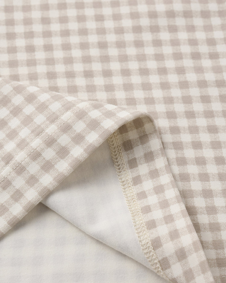 Quincy Mae Bamboo Short Sleeve Pajama Set || Oat Gingham