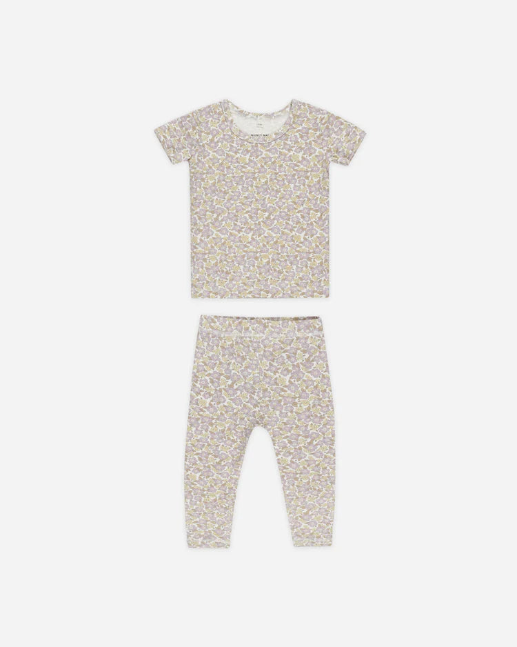 Quincy Mae Short Sleeve Pajama Set || Purple Floral