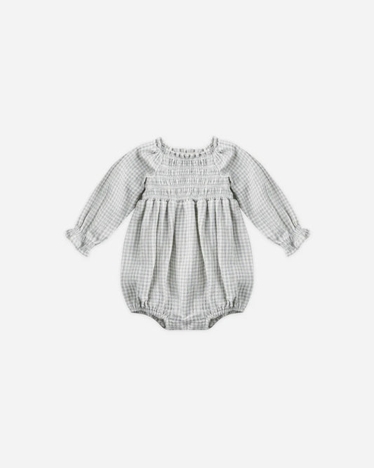 Quincy Mae Eden Romper || Blue Gingham