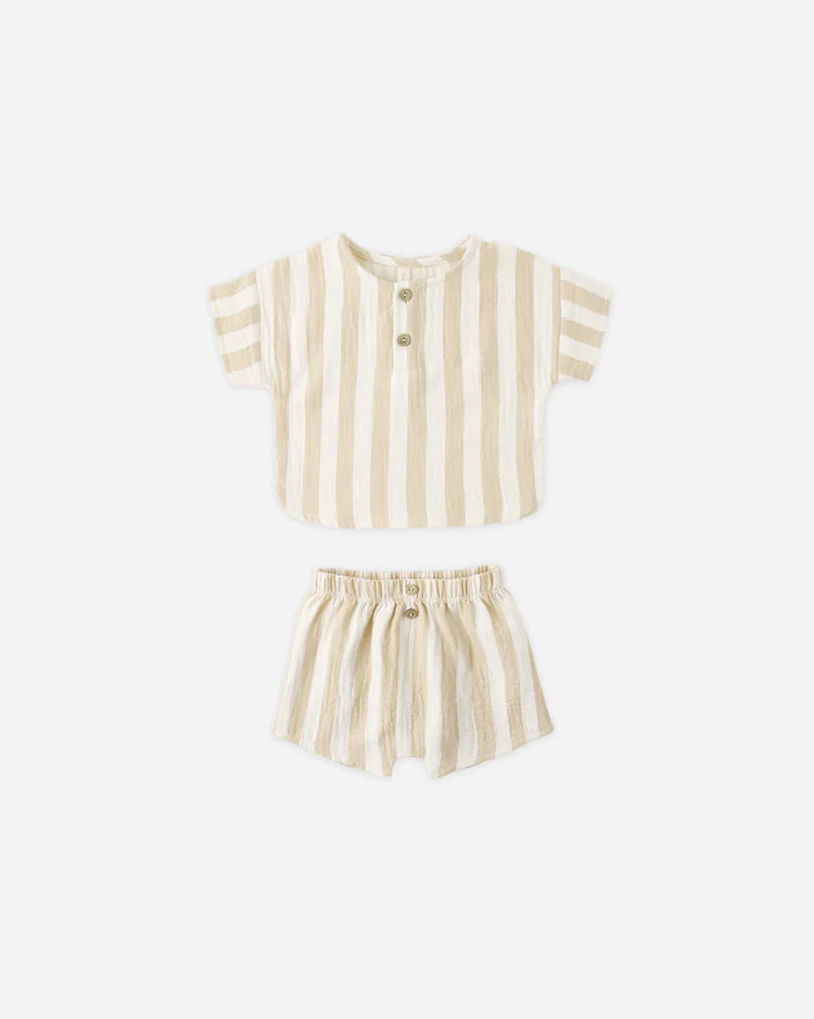 Quincy Mae Woven Boxy Top + Short Set || Summer Stripe