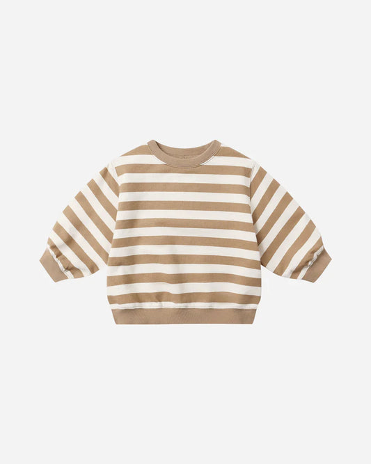 Quincy Mae Oversized Crew Sweatshirt || Gold Stripe