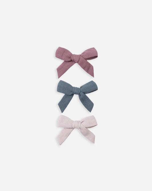 Quincy Mae Bow with Clip, Set of 3 || Mulberry, Ocean, Lilac