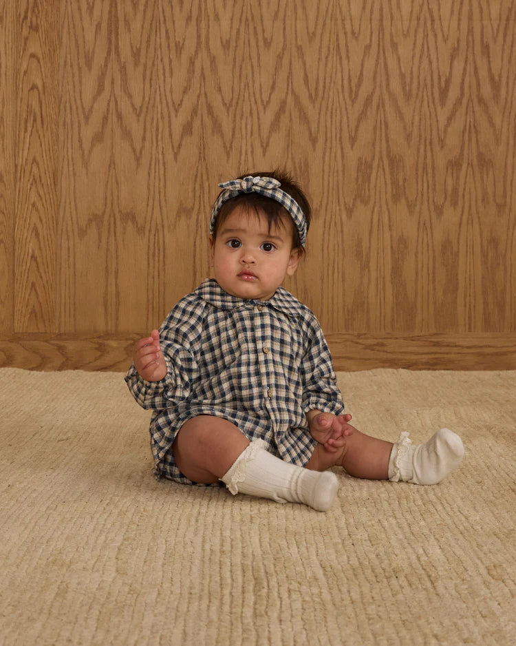 Rylee + Cru Baby Bow Headband || Navy Check