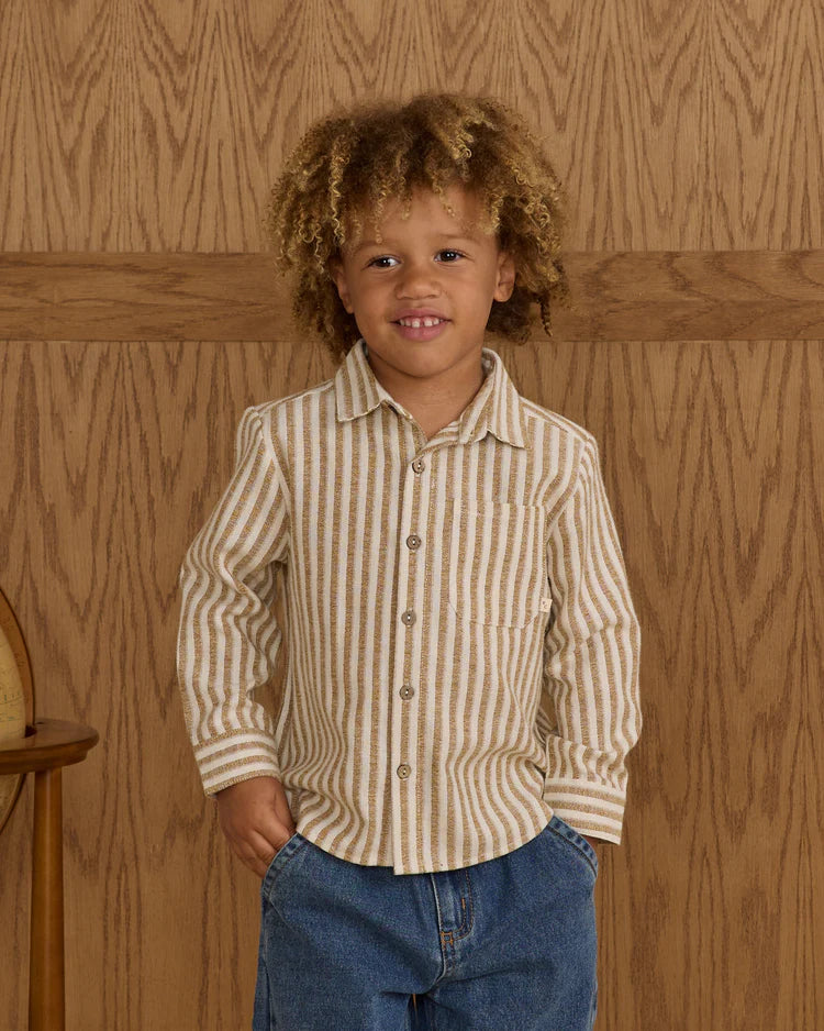 Rylee + Cru Collared Long Sleeve Shirt || Golden Stripe