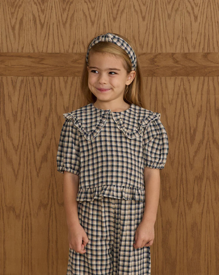 Rylee + Cru Knotted Headband || Navy Check