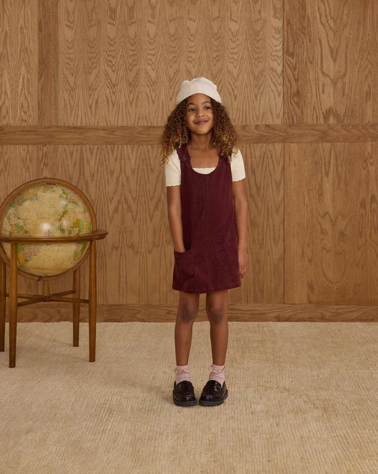 Rylee + Cru Kids Odette Overall Dress | Burgundy
