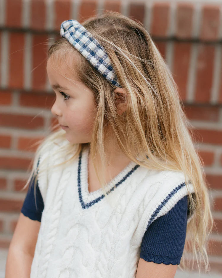 Rylee + Cru Knotted Headband || Navy Check