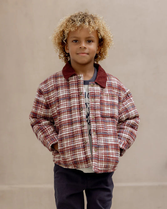 Rylee + Cru Kids Nashville Quilted Jacket || Burgundy Plaid