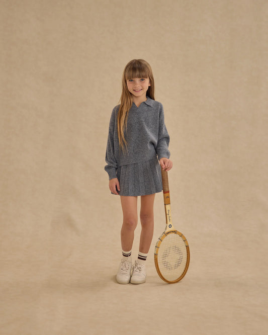 Rylee + Cru Knit Pleated Skirt || Heathered Grey