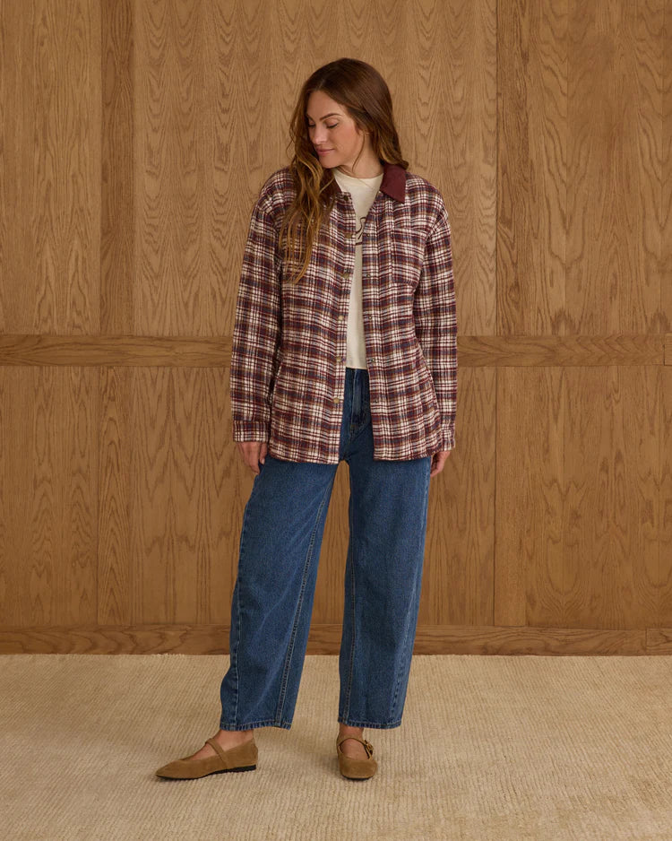 Rylee + Cru Nashville Quilted Jacket || Burgundy Plaid