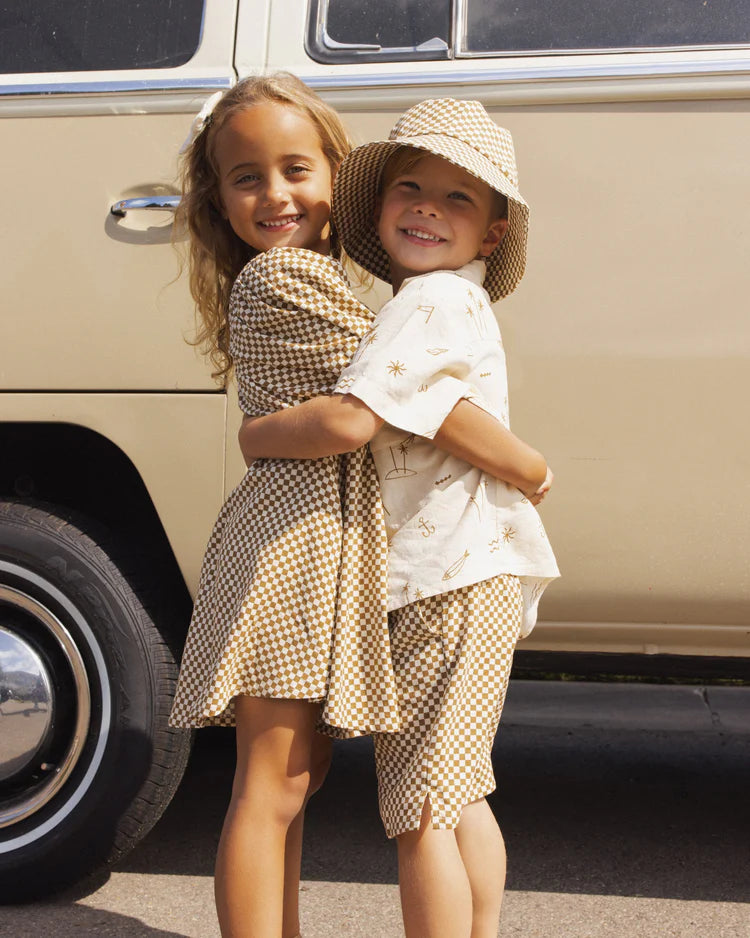 Rylee + Cru Sabrina Mini Dress || Ocre Check