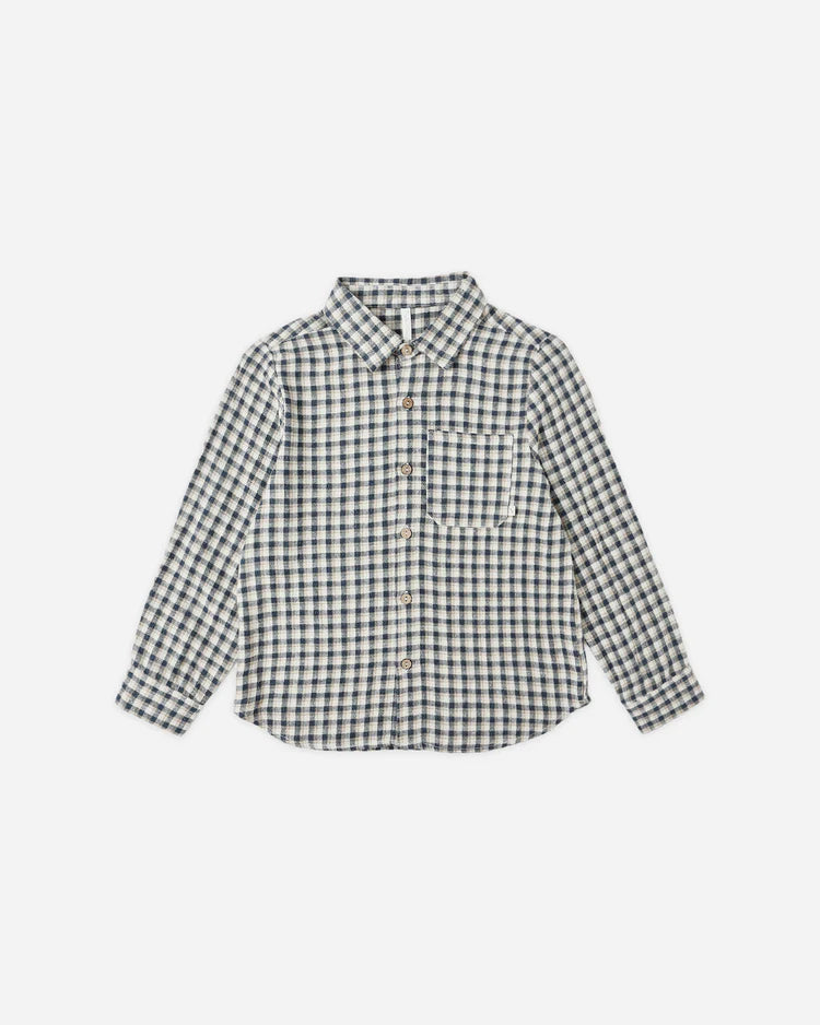 Rylee + Cru Collared Long Sleeve Shirt || Navy Check