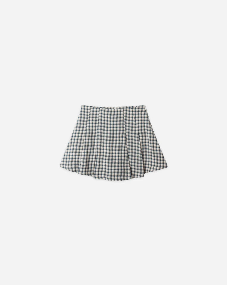 Rylee + Cru Pleated Mini Skirt || Navy Check